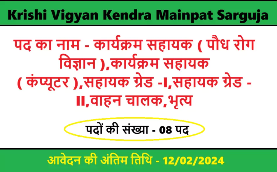 Krishi Vigyan Kendra Mainpat Sarguja Recruitment 2024